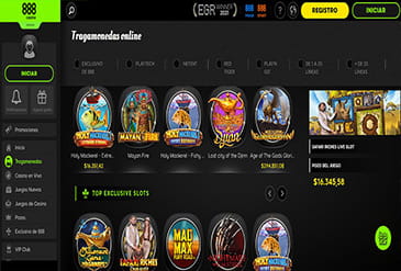 Página de la sección de casino de reseña 888casino Venezuela